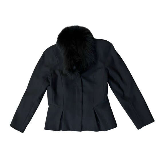 Vintage Peplum Jacket Womens S? Used Black Lined Fuzzy Collar - Picture 4 of 16